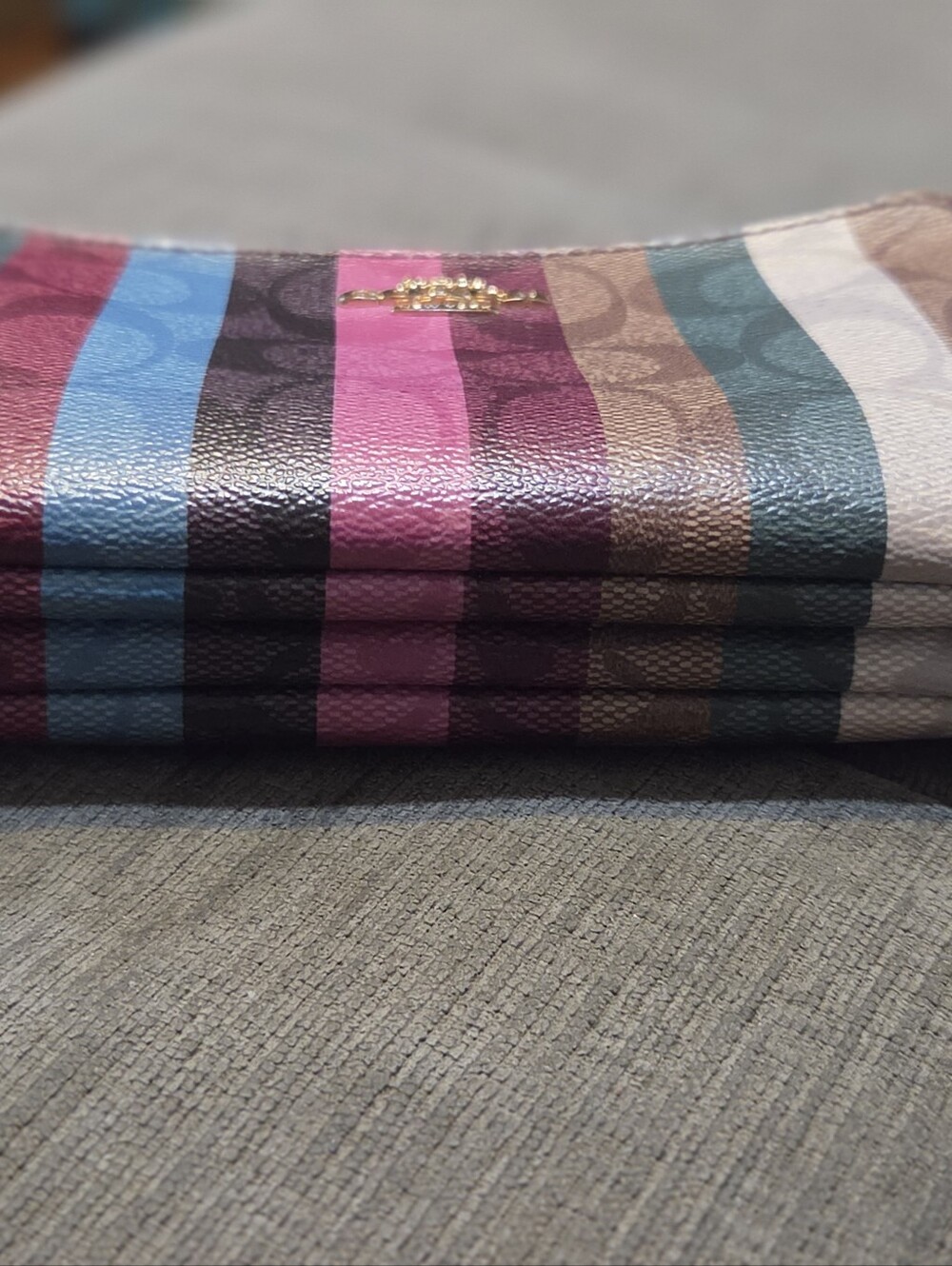 COACH Multicolor Signature Stripe Wristlet - Pink, Blue & Brown - Picture 8 of 8